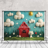 Cotton Cloud Red House Dog Snoopy Cake Smash Backdrop